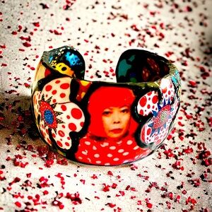 Artist Yayoi Kusama Bracelet/Dot Art by Japanese Artist/Handmade Cuff Bracelet
